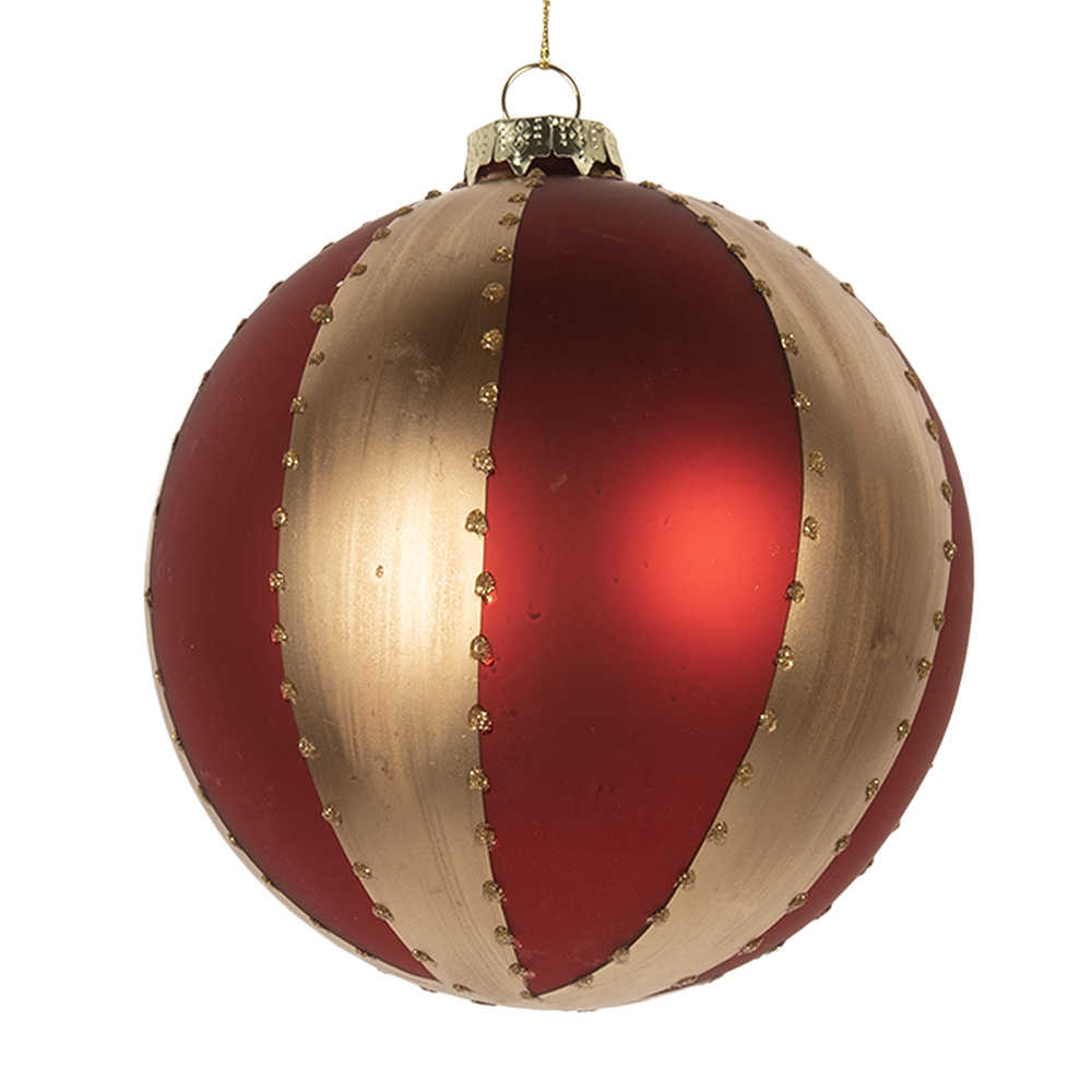 Clayre & Eef   | Kerstbal Goudkleurig Rood ø 8x8 cm | 6GL5244M