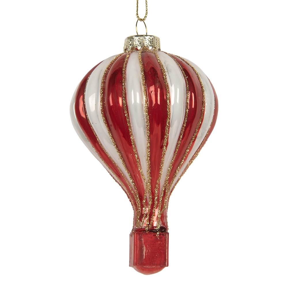 Clayre & Eef   | Kersthanger Rood Wit ø 6x9 cm | 6GL5258