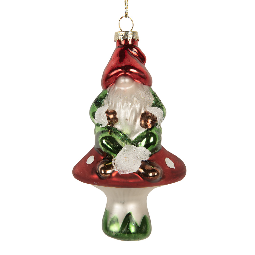 Clayre & Eef   | Kersthanger Rood Groen 7x6x13 cm | 6GL5263