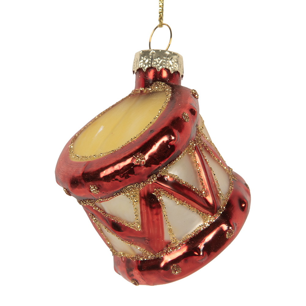 Clayre & Eef   | Kersthanger Rood Goudkleurig ø 4x5 cm | 6GL5279