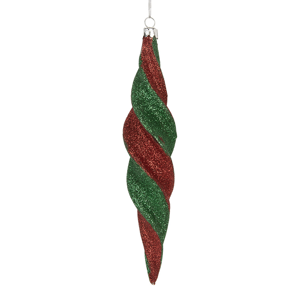 Clayre & Eef   | Kerstbal Rood Groen ø 5x22 cm | 6GL5286