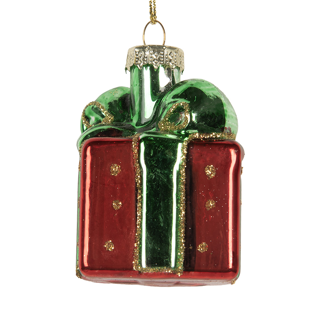 Clayre & Eef   | Kersthanger Rood Groen 4x4x6 cm | 6GL5300