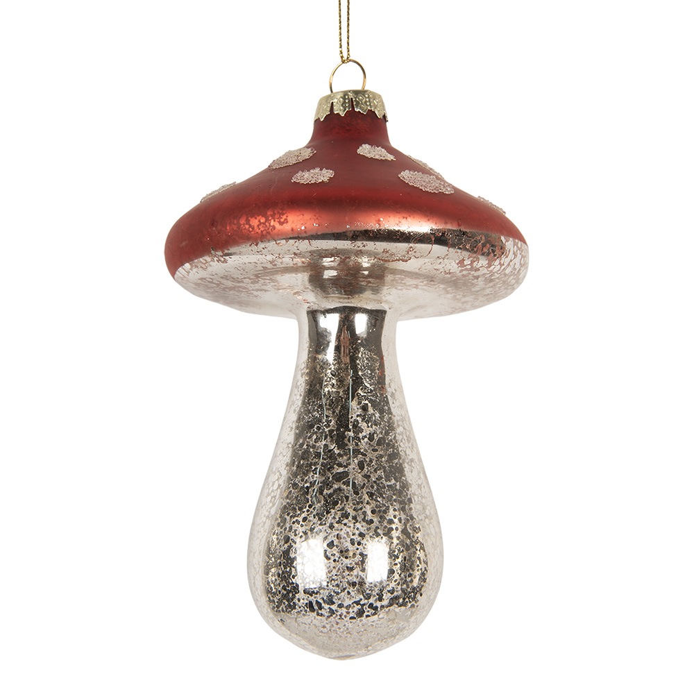 Clayre & Eef   | Kersthanger Rood Zilverkleurig ø 9x13 cm | 6GL5314