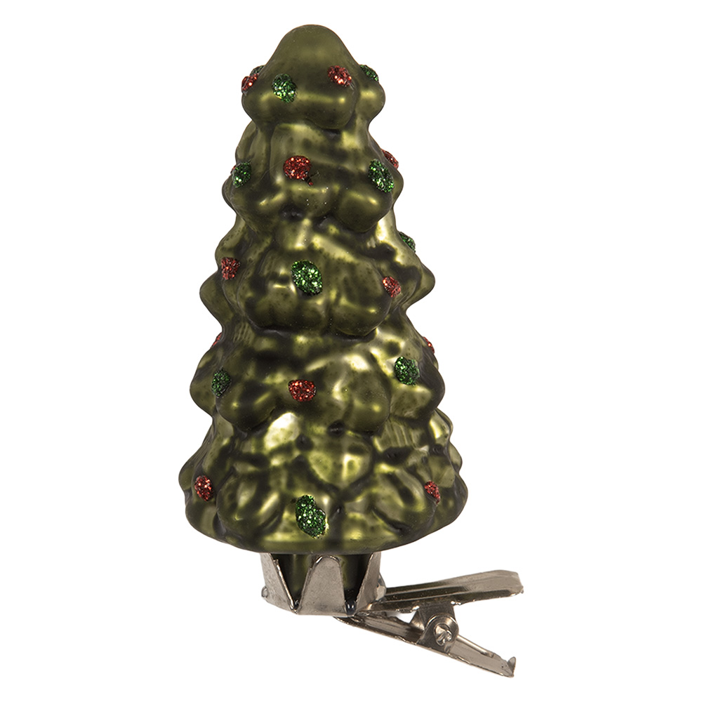 Clayre & Eef   | Knijper kerstornament Kerstboom Groen ø 4x9 cm | 6GL5318