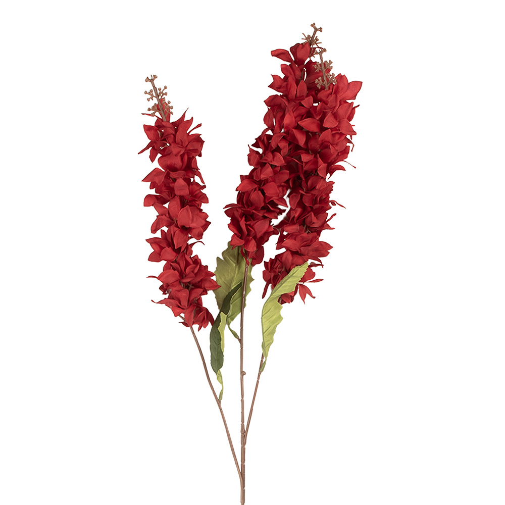 Clayre & Eef   | Decoratie tak met bloemen Rood Groen 8x6x85 cm | 6PL0398R