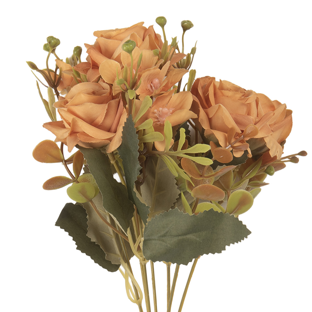 Clayre & Eef   | Decoratie tak met bloemen Oranje Groen 12x10x29 cm | 6PL0401O