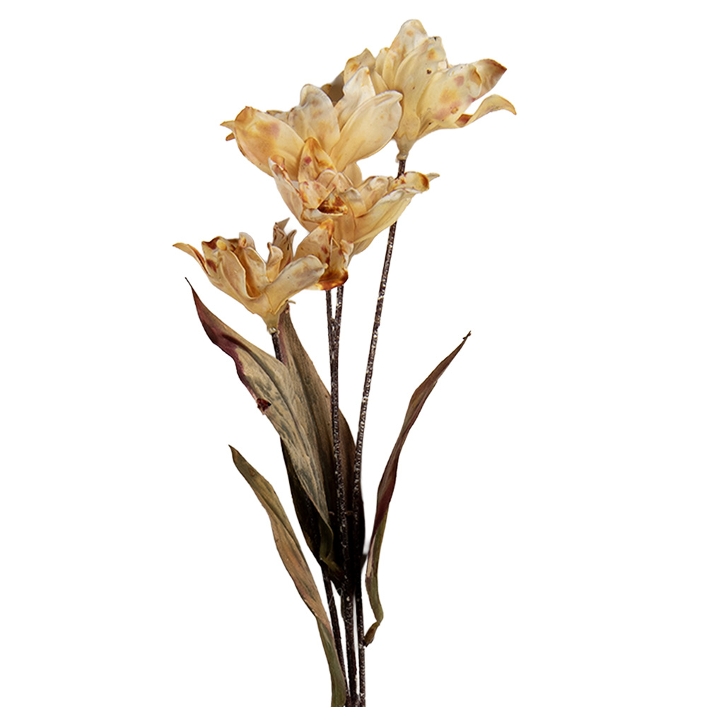 Clayre & Eef   | Decoratie tak met bloemen Bruin Groen 8x5x60 cm | 6PL0403BE