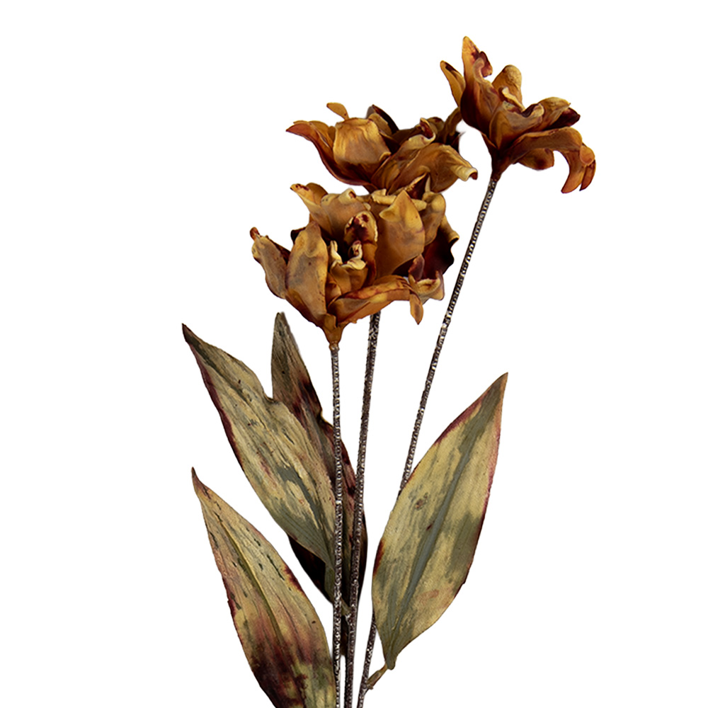 Clayre & Eef   | Decoratie tak met bloemen Oranje Groen 8x5x60 cm | 6PL0403LO