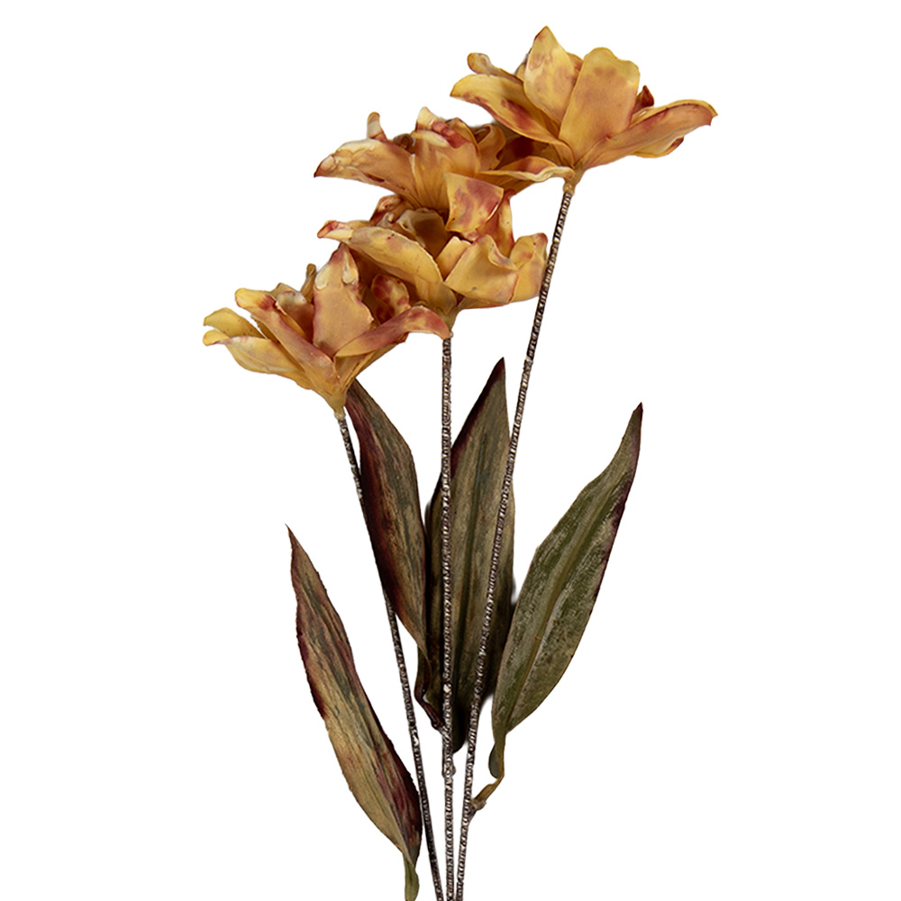 Clayre & Eef   | Decoratie tak met bloemen Oranje Groen 8x5x60 cm | 6PL0403Y