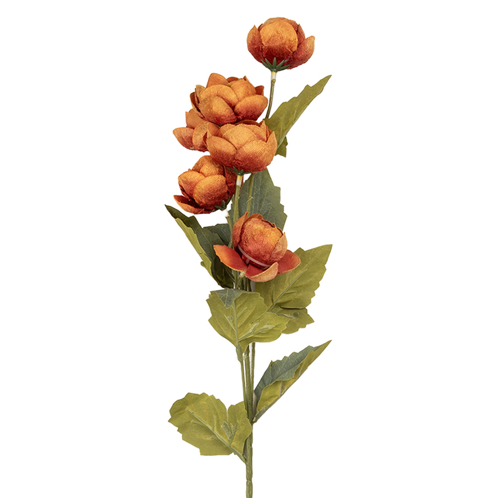 Clayre & Eef   | Decoratie tak met bloemen Oranje Groen 10x10x63 cm | 6PL0409O