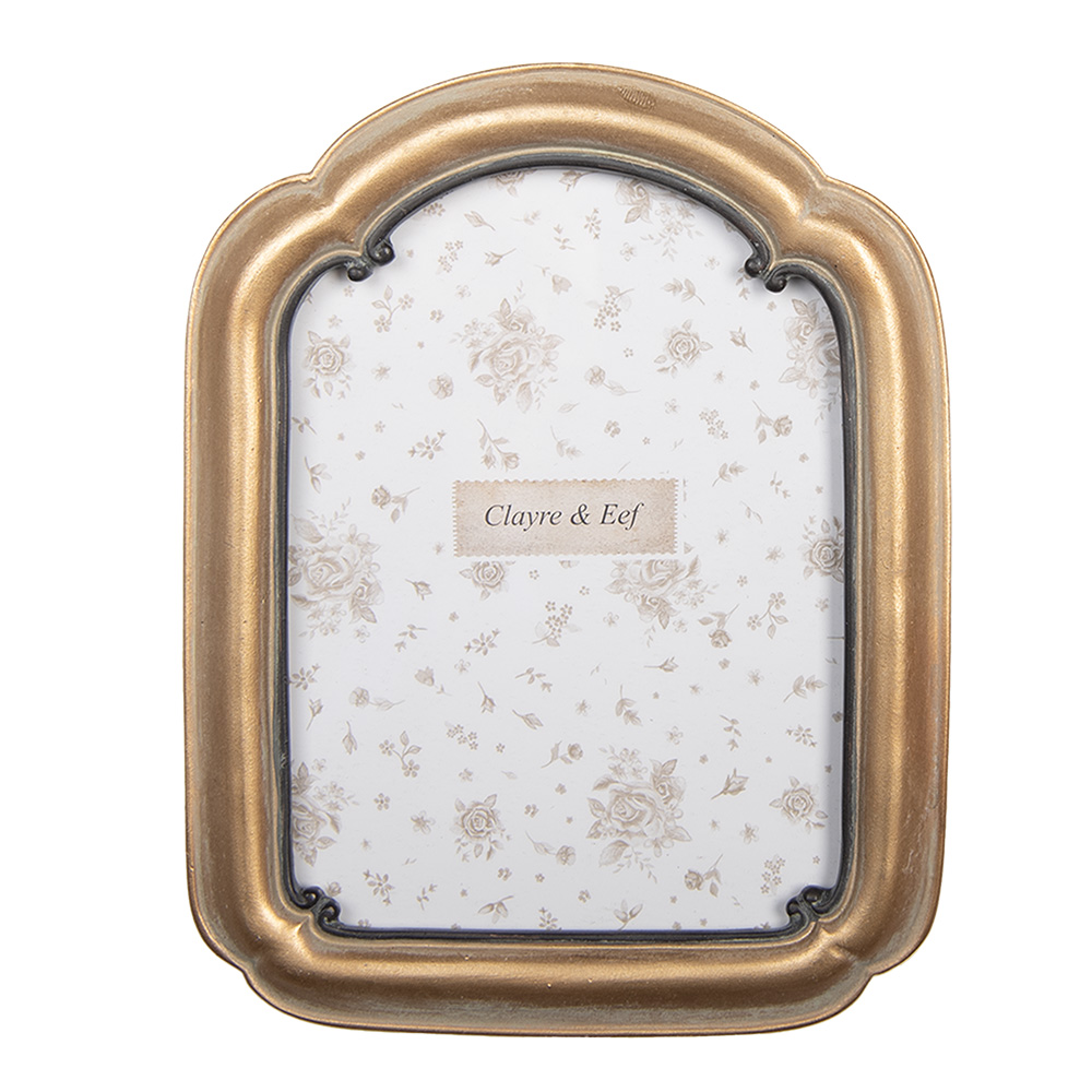 Clayre & Eef   | Fotolijst Goudkleurig Bruin 14x2x19 cm / 10x15 cm | 2F1279