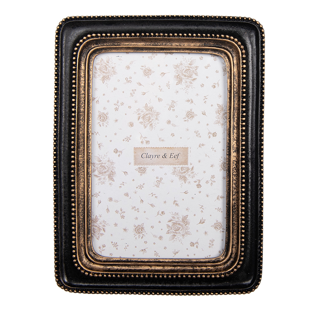 Clayre & Eef   | Fotolijst Zwart Goudkleurig 15x2x20 cm / 10x15 cm | 2F1284