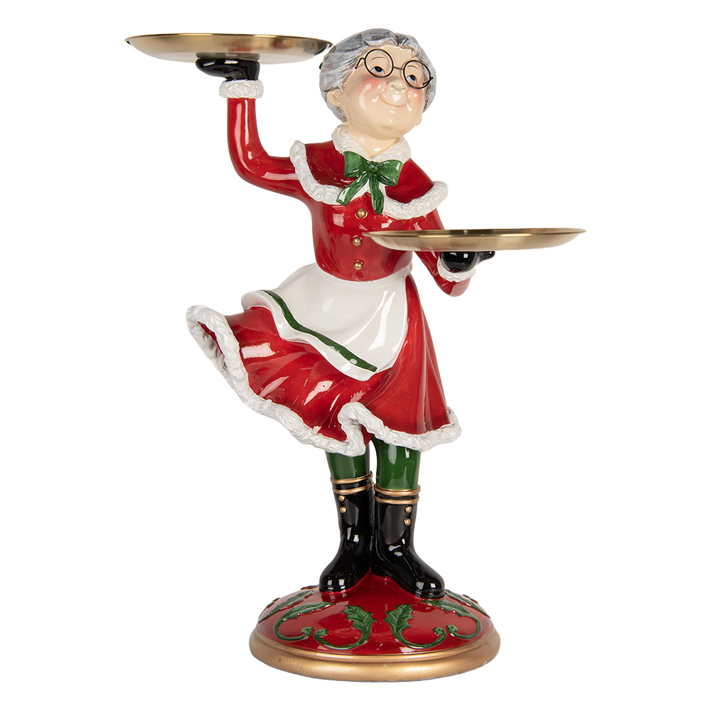 Clayre & Eef   | Kerstdecoratie Kerstvrouw Rood Wit 47x32x62 cm | 5PR0188