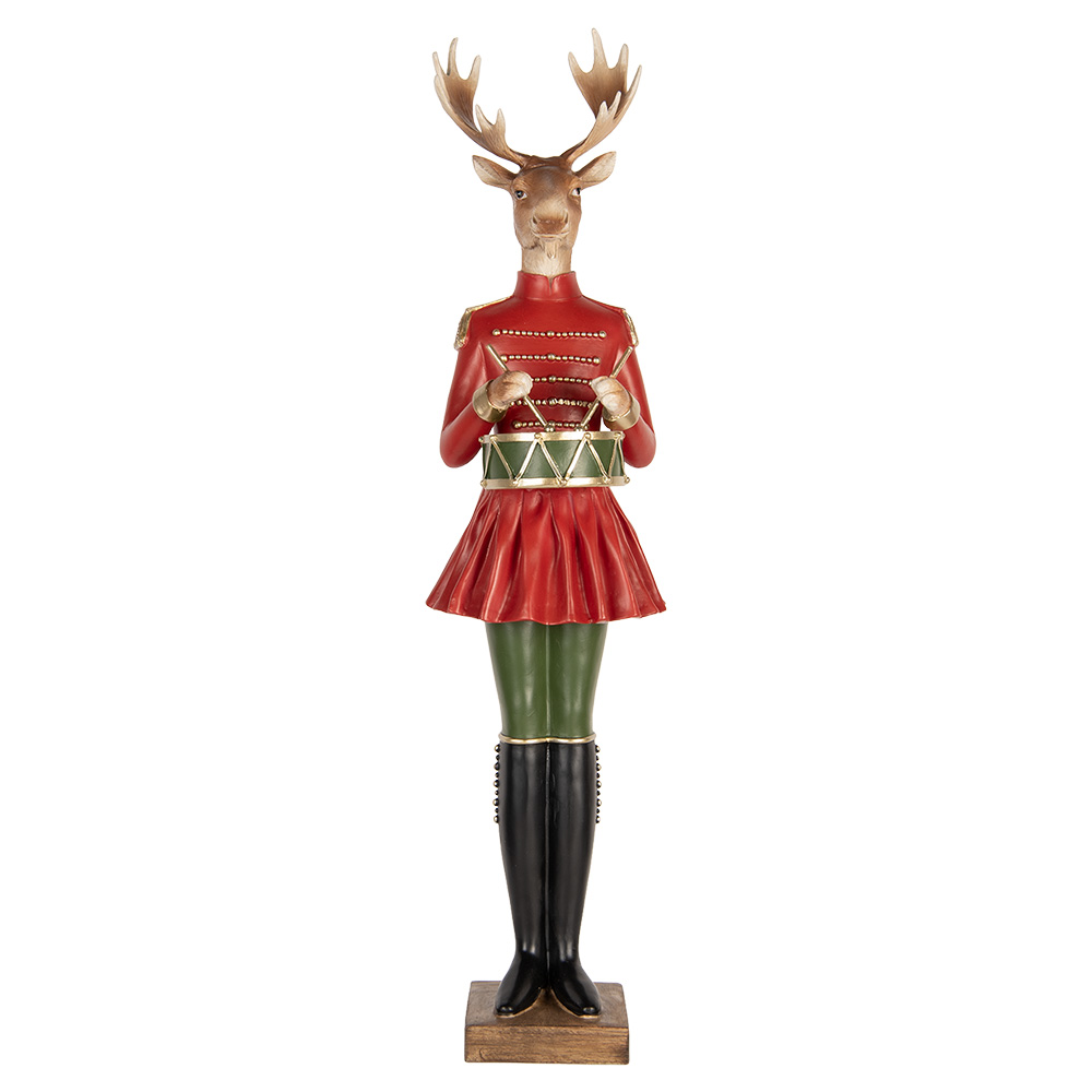 Clayre & Eef   | Decoratie Rendier Bruin Rood 23x19x77 cm | 5PR0189