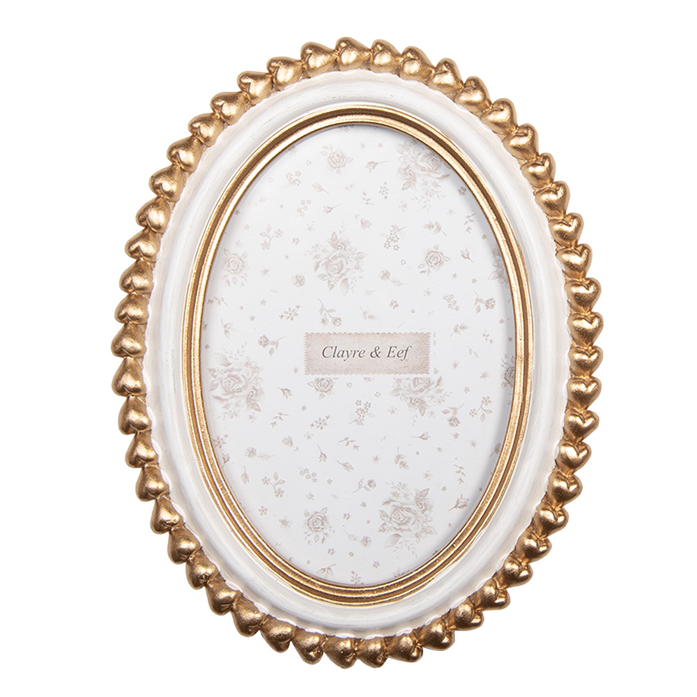 Clayre & Eef   | Fotolijst Goudkleurig Wit 15x2x20 cm / 10x15 cm | 2F1288
