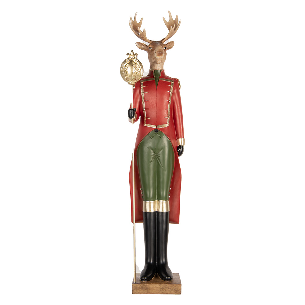 Clayre & Eef   | Decoratie Rendier Bruin Rood 17x18x81 cm | 5PR0190
