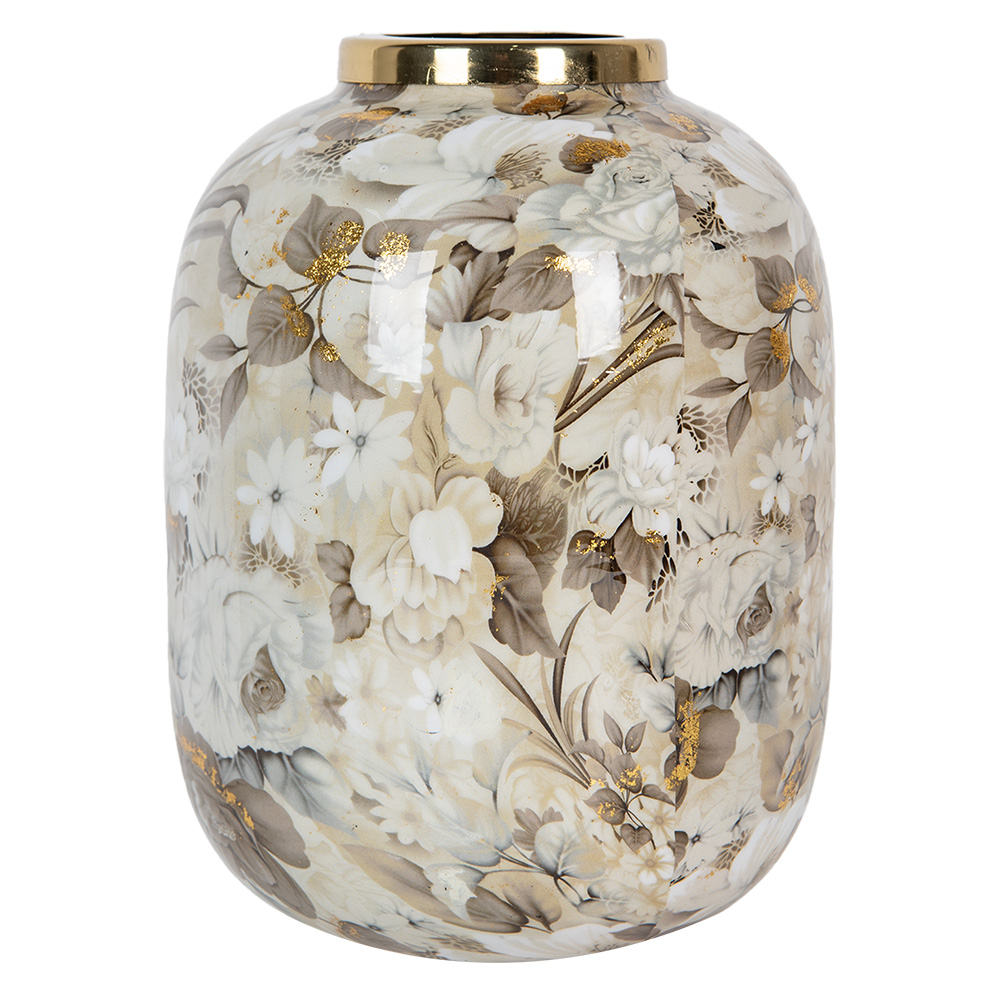 Clayre & Eef   | Decoratie Vaas Beige Bruin ø 17x22 cm | 65890