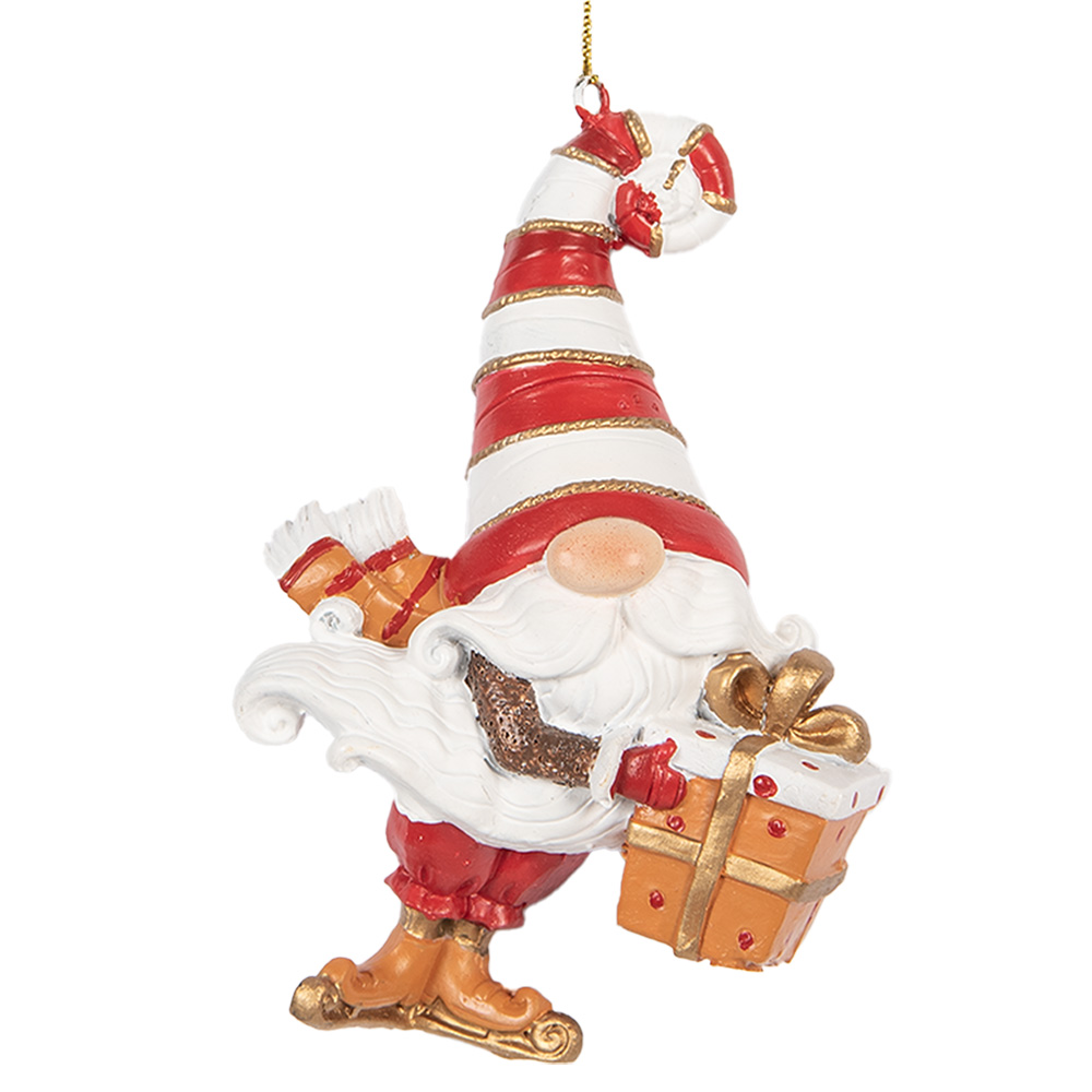 Clayre & Eef   | Decoratie hanger kerstman Rood Wit 8x4x10 cm | 6PR5301