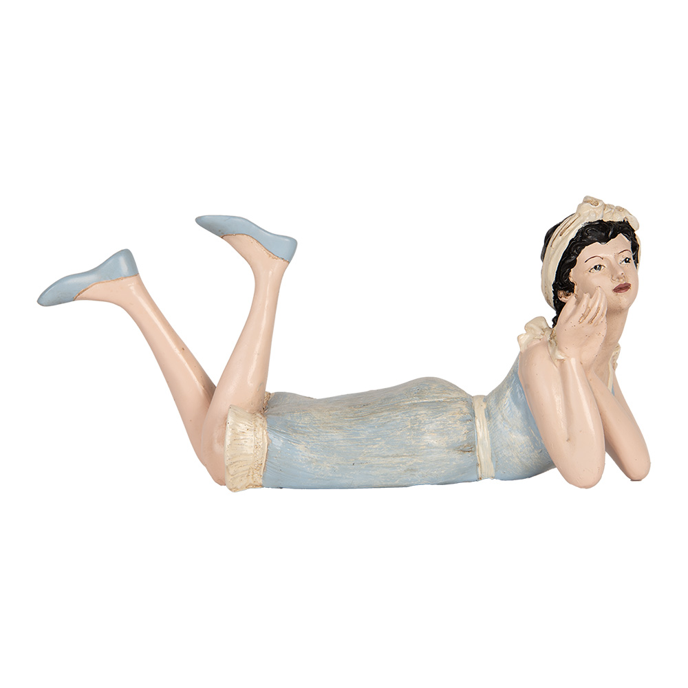 Clayre & Eef   | Decoratie Vrouw Beige Blauw 26x12x9 cm | 6PR5559