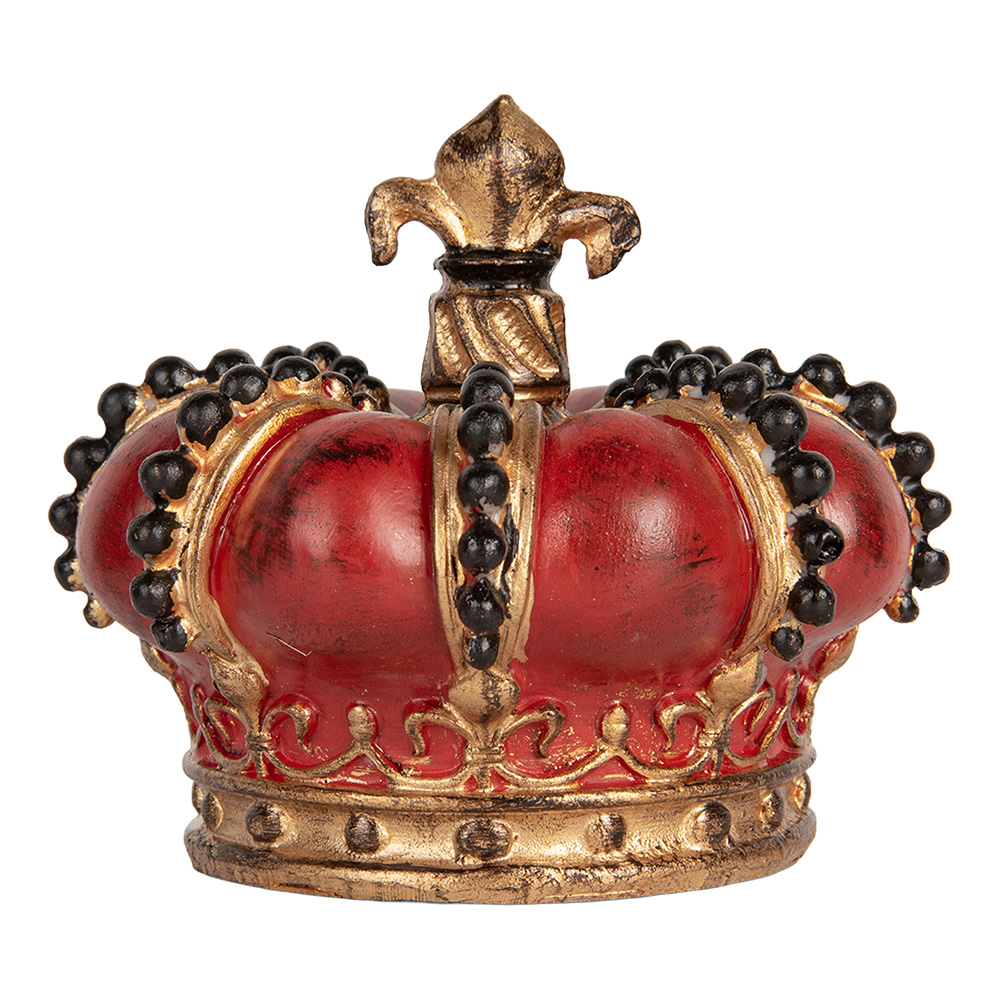 Clayre & Eef   | Decoratie Kroon Rood Goudkleurig ø 13x11 cm | 6PR5583