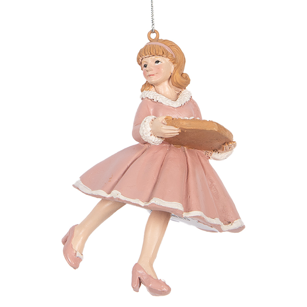 Clayre & Eef   | Decoratie hanger Ballerina Roze Beige 7x7x11 cm | 6PR5303