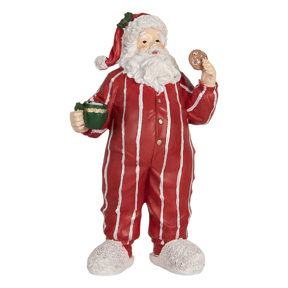 Clayre & Eef   | Kerstdecoratie Kerstman Rood Wit 18x11x31 cm | 6PR5760