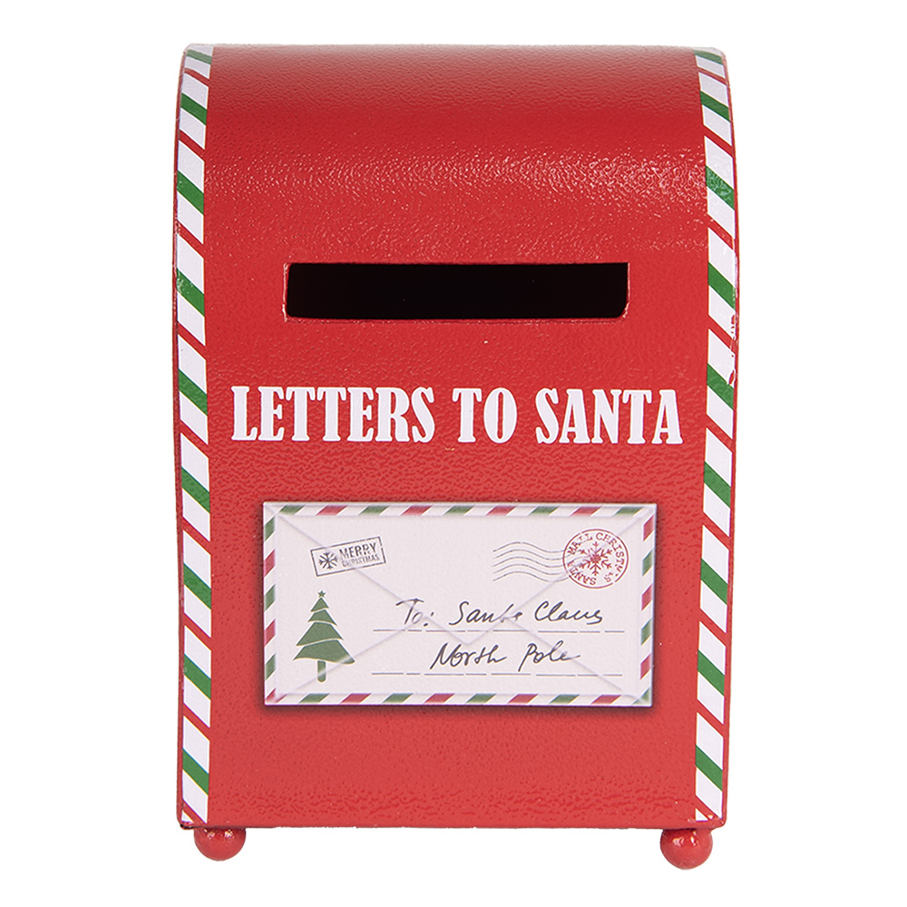 Clayre & Eef   | Brievenbus Rood Wit 14x13x19 cm | 6Y5800