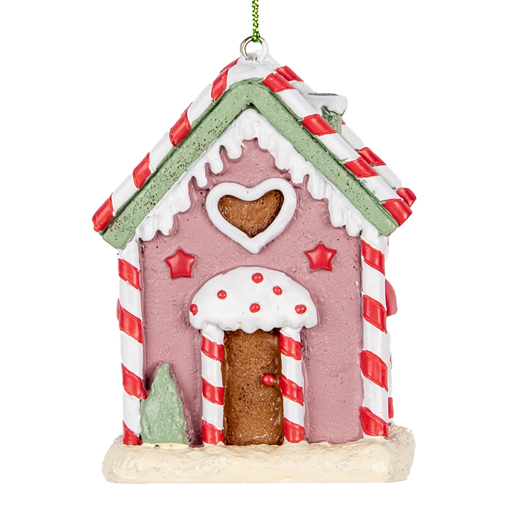 Clayre & Eef   | Decoratie hanger huisje Roze Wit 6x4x8 cm | 6PR5325