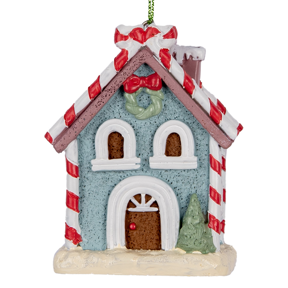 Clayre & Eef   | Decoratie hanger huisje Blauw Wit 6x4x8 cm | 6PR5326