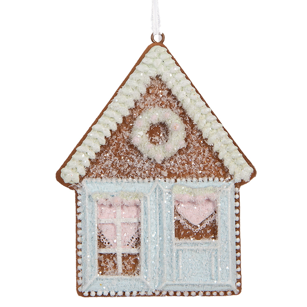 Clayre & Eef   | Decoratie hanger huisje Blauw Wit 8x1x10 cm | 6PR5337