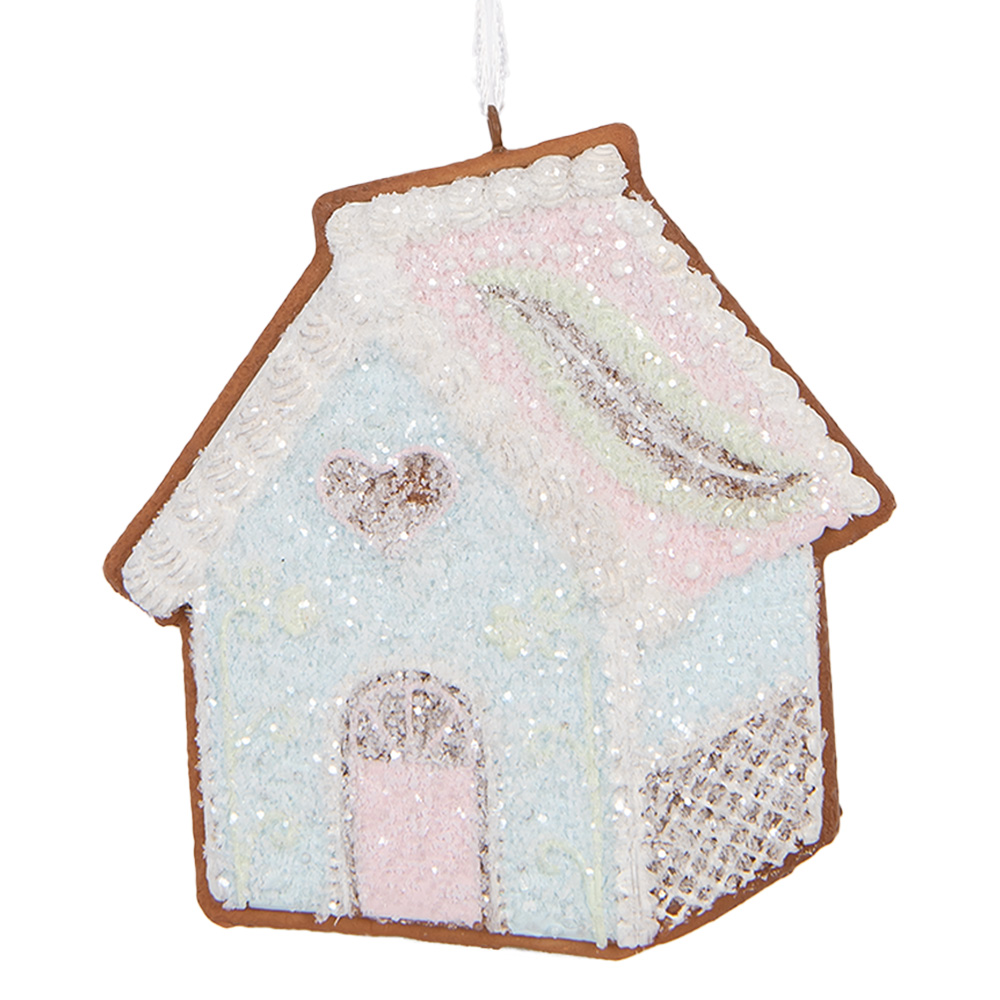 Clayre & Eef   | Decoratie hanger huisje Blauw Wit 9x1x10 cm | 6PR5338