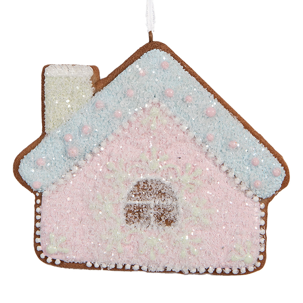 Clayre & Eef   | Decoratie hanger huisje Roze Blauw 9x1x8 cm | 6PR5340