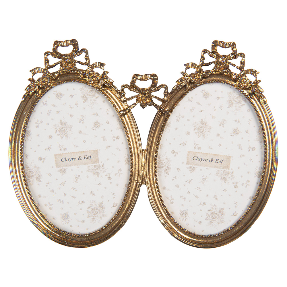 Clayre & Eef   | Fotolijst Goudkleurig 21x2x16 cm / 9x13 cm (2) | 2F1290