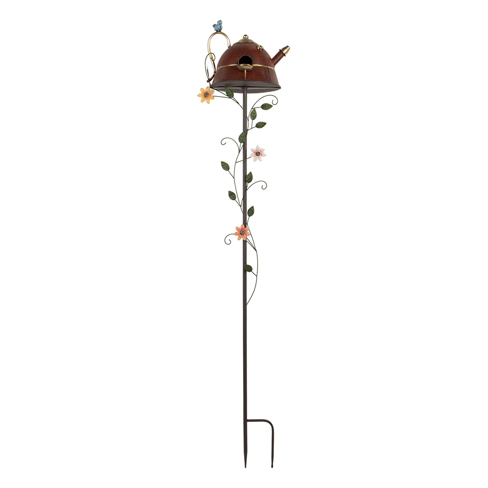 Clayre & Eef   | Tuinsteker Vogel Rood 27x24x147 cm | 5Y1286