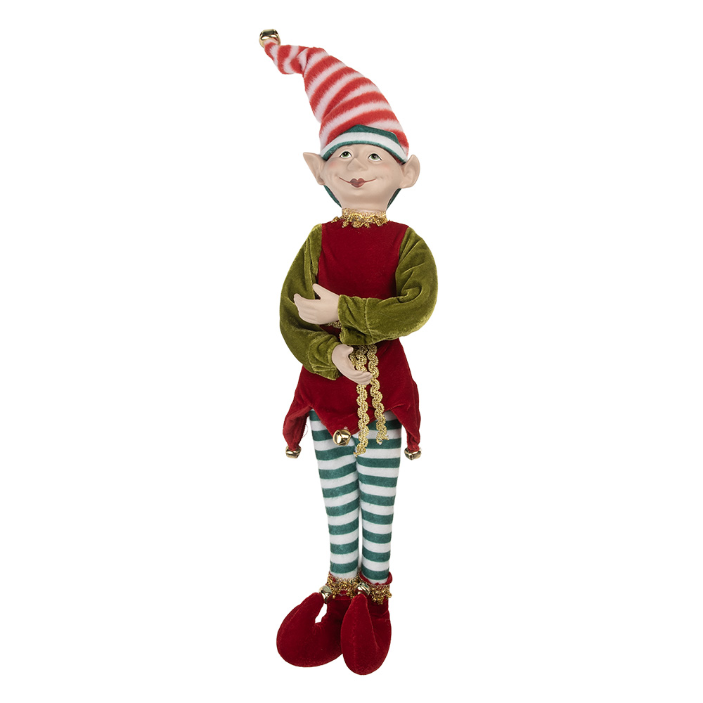 Clayre & Eef   | Decoratie elf Rood Groen 13x10x56 cm | 66335