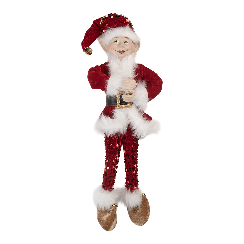 Clayre & Eef   | Decoratie elf Rood Wit 17x12x52 cm | 66336