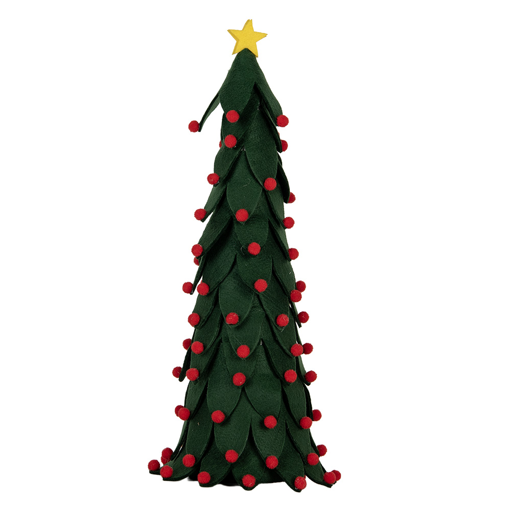 Clayre & Eef   | Decoratie Kerstboom Groen Rood ø 15x45 cm | 66338