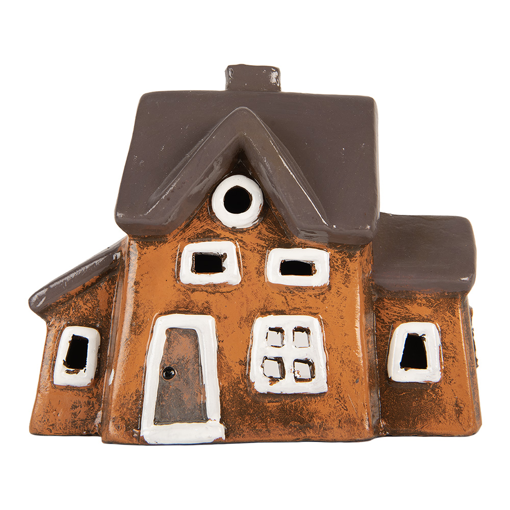 Clayre & Eef   | Decoratie Huisje Oranje Grijs 20x11x16 cm | 6CE2201