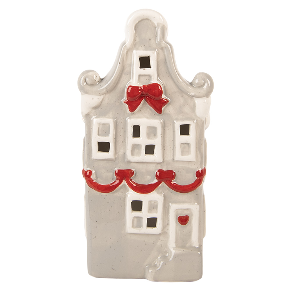 Clayre & Eef   | Decoratie Huisje Grijs Wit LED 11x9x22 cm | 6CE2219G