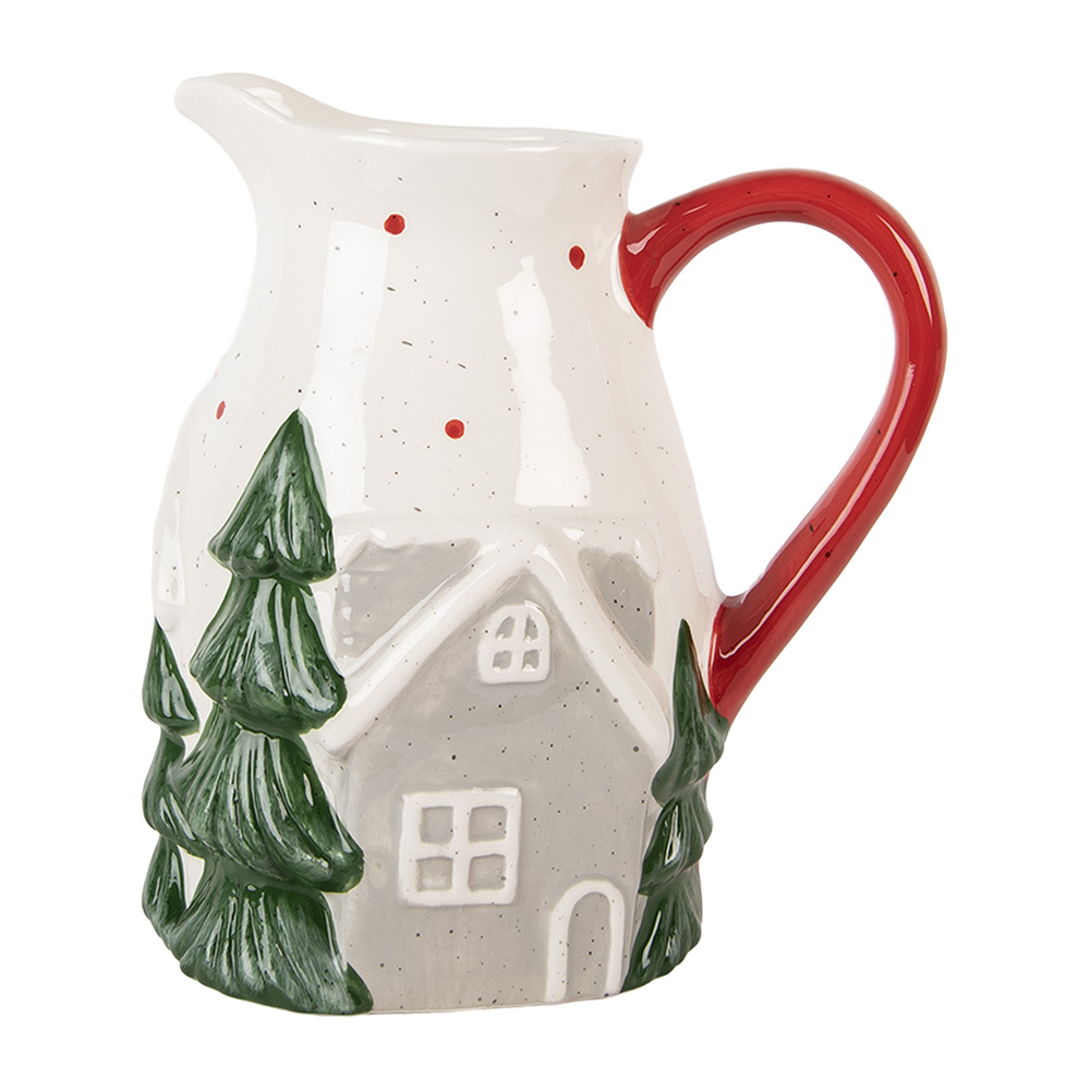 Clayre & Eef   | Decoratieve Schenkkan Wit Groen 19x14x20 cm | 6CE2222