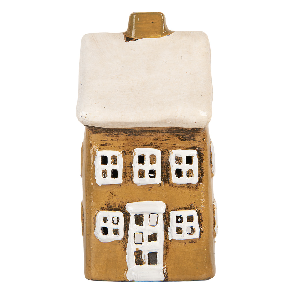 Clayre & Eef   | Decoratie Huisje Bruin Beige 8x7x14 cm | 6CE2183