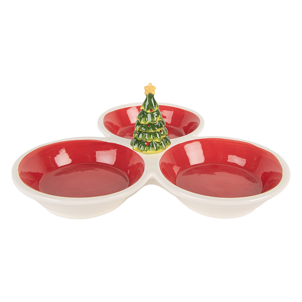 Clayre & Eef   | Serveerschaal Rood Wit 26x26x10 cm | 6CE2225