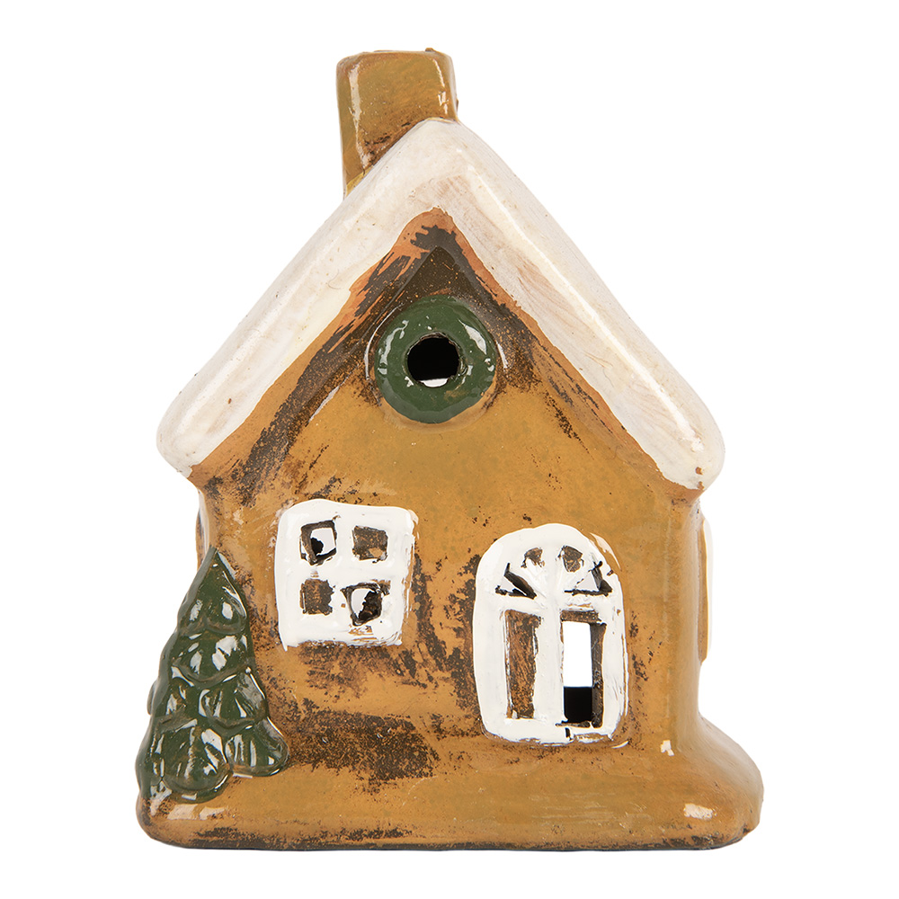 Clayre & Eef   | Decoratie Huisje Bruin Beige 9x7x11 cm | 6CE2189