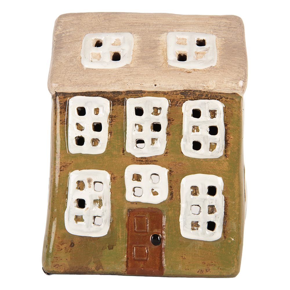 Clayre & Eef   | Decoratie Huisje Groen Beige 10x7x14 cm | 6CE2191