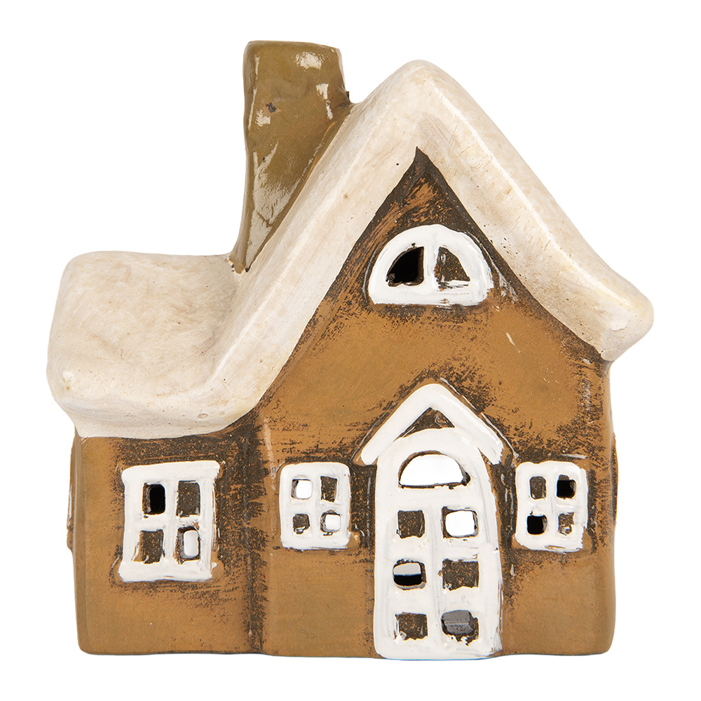 Clayre & Eef   | Decoratie Huisje Bruin Beige 13x7x13 cm | 6CE2192