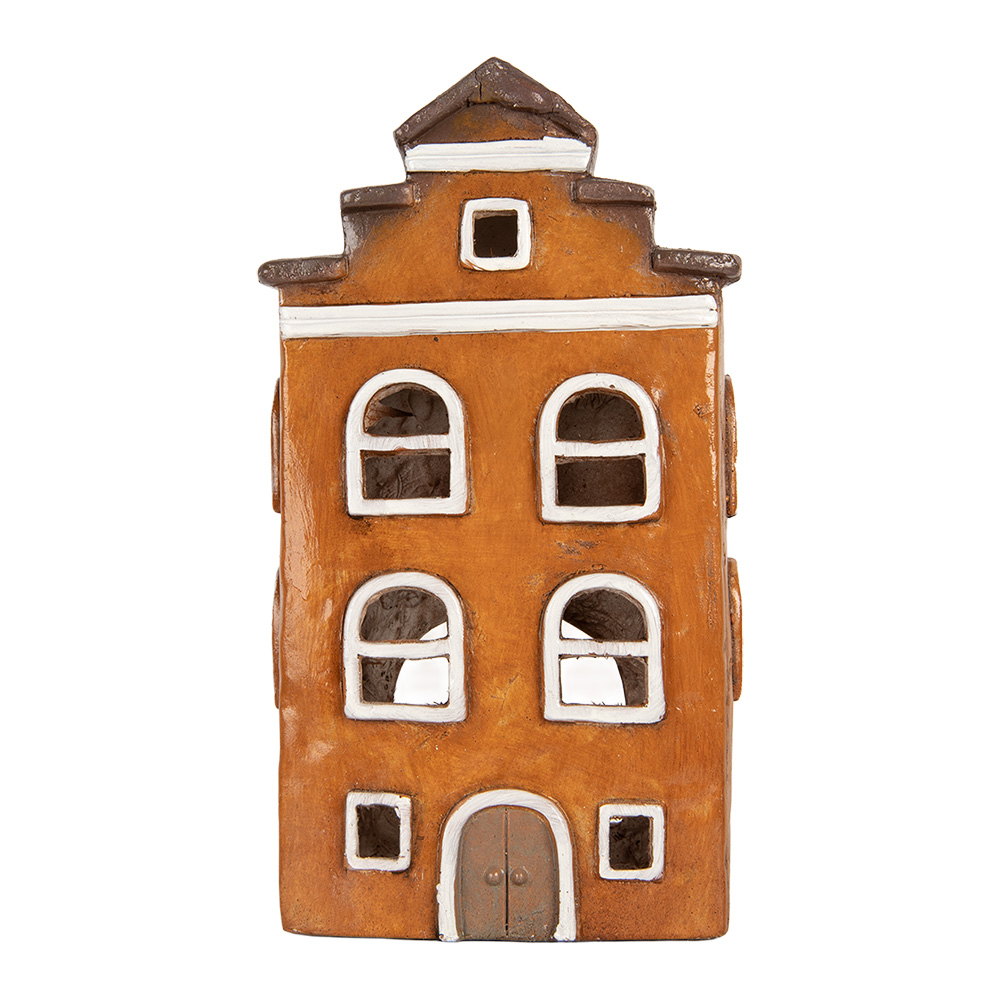 Clayre & Eef   | Decoratie Huisje Oranje Grijs 20x15x34 cm | 6MG0124