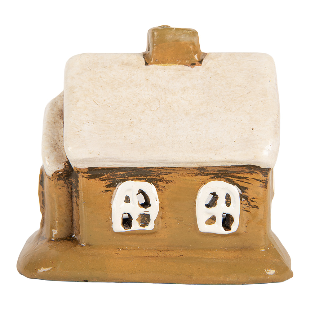 Clayre & Eef   | Decoratie Huisje Bruin Beige 9x7x9 cm | 6CE2198