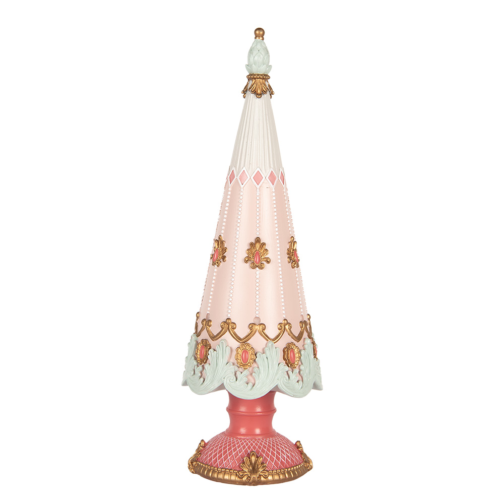 Clayre & Eef   | Kerstdecoratie Kerstboom Roze Wit ø 10x30 cm | 6PR5399