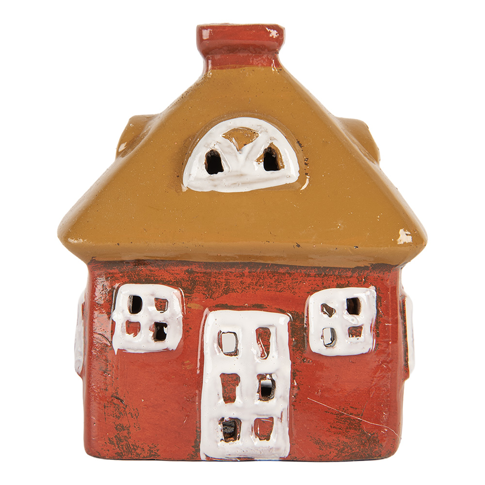 Clayre & Eef   | Decoratie Huisje Rood Bruin 9x6x10 cm | 6CE2199