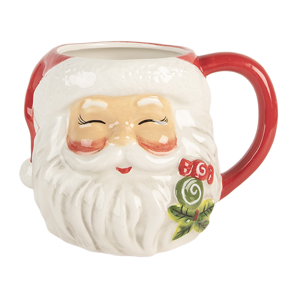 Clayre & Eef   | Mok Rood Wit 16x12x11 cm / 550 ml | 6CEMU0197